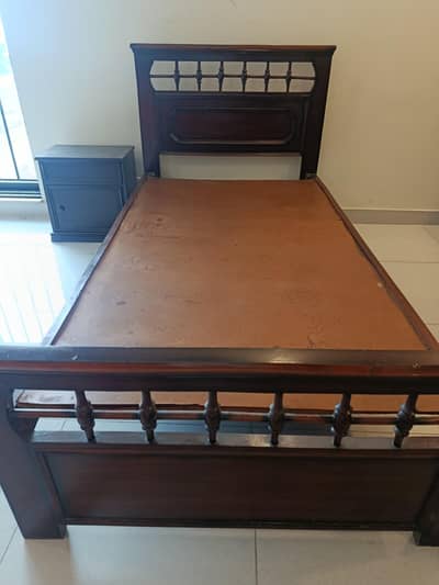 Single Bed with Side Table and Mattress