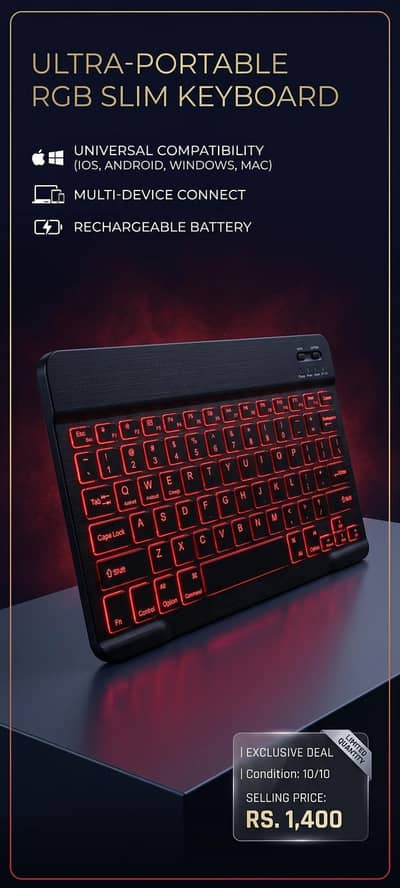Mini RGB Bluetooth Keyboard - Single Piece Available
