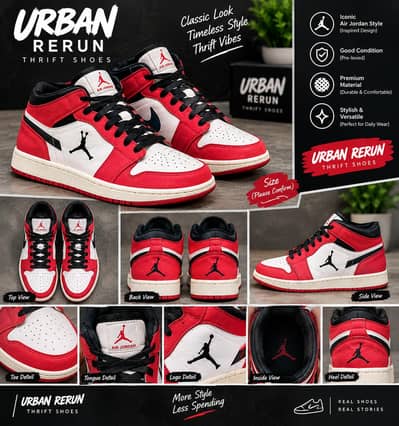 Red & White High-Top Sneakers | Urban Rerun Thrift Shoes