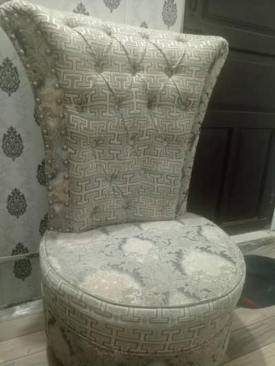 Pair of Luxury Round Bedroom Chairs / Set of 2 High Back Vanity Stools