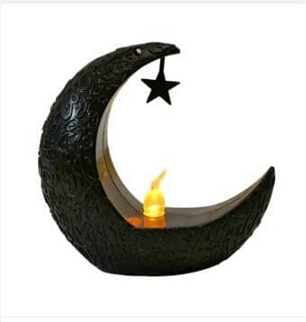 Starry Moon Candlestick Ramadan Festival Home Decoration Wind Party Lantern Candle Electronic Desktop Lamp Fashion R6167
