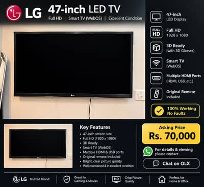 LG 47 Inch LED Smart TV – 3D – Original Remote