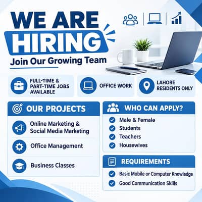 We are hiring staff male and female for online and office work.