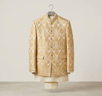 Premium Cream Golden Prince Coat for Men – Wedding Wear