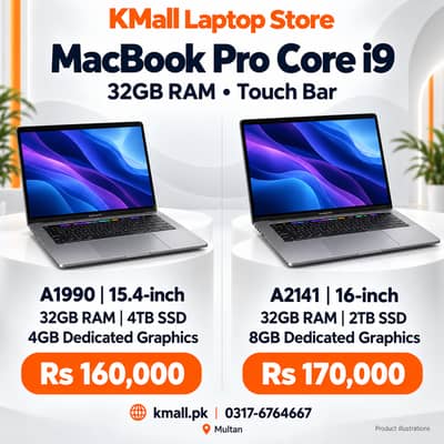 Apple MacBook Pro i9 32GB RAM | A1990 4TB 4GB GPU / A2141 2TB 8GB GPU