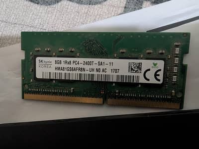 SK Hynix 8GB Laptop RAM DDR4, Single rank 1R 2400MHz.