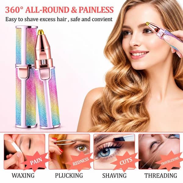 2 in 1 Electric Eyebrow Trimmer & Facial Shaver | Rechargeable Painless Hair Remover for Women