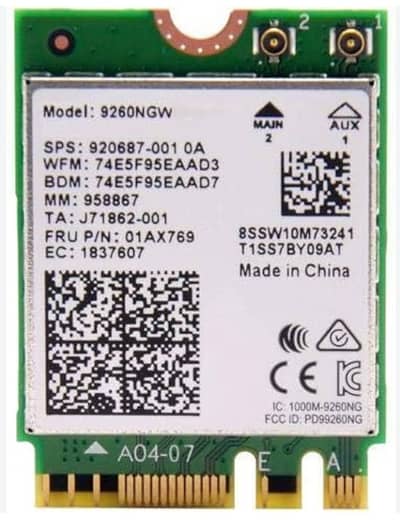 Intel 9560NGW Wireless-AC 9560 802.11AC WLAN PCI-Express Bluetooth 5.