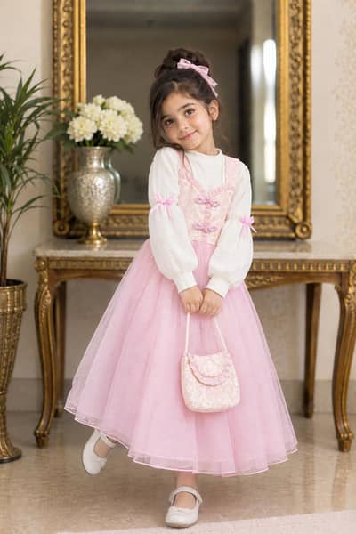 Cinderella 3 pc Frock (frock , sweater shirt , bag)