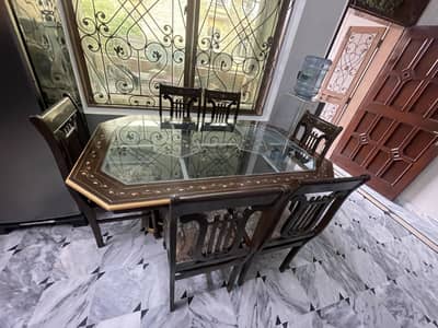 Dinning table with 6 chair of pure wood solid
