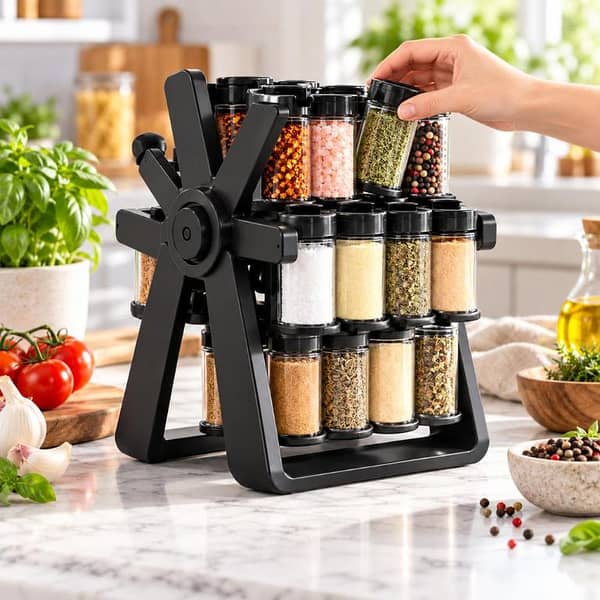 18 Jar Rotating Spice Rack 360° | Ferris Wheel Kitchen Spice Organizer