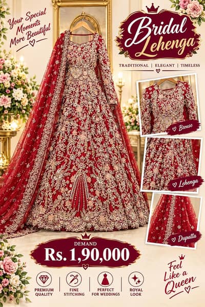 Bridal Lehenga for Sale  Maroon Bridal Lehenga | Heavy Embroidery dres