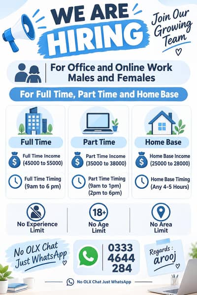 we are hiring staff male and female