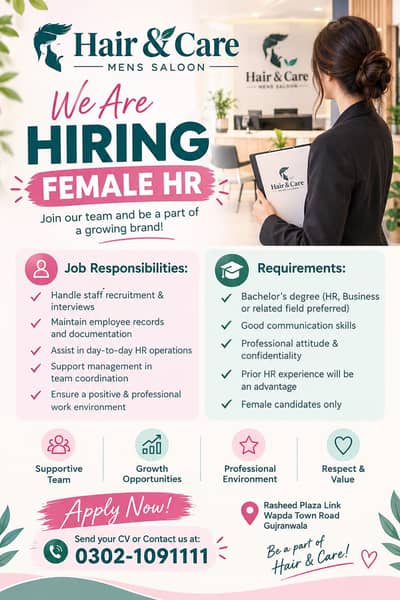 Female HR for men’s saloon