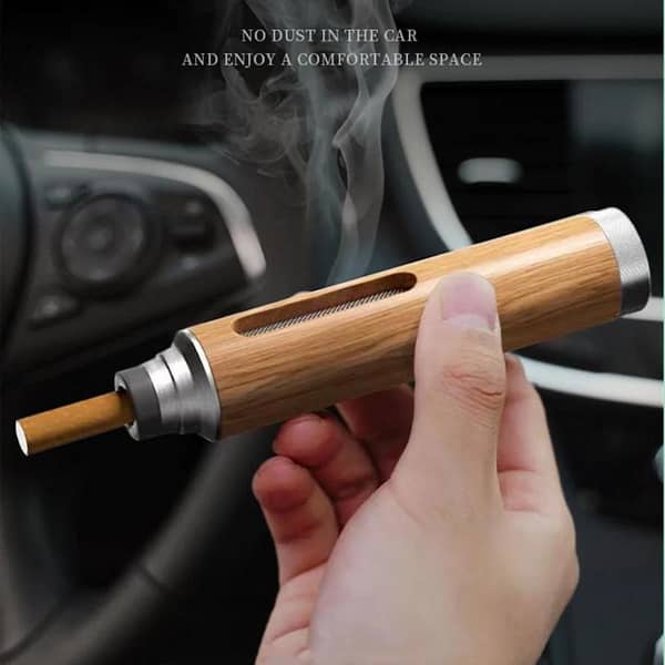 Portable Pocket Ashtray | Walnut Aluminum Mini Ash Holder for Car Travel & Outdoor Use