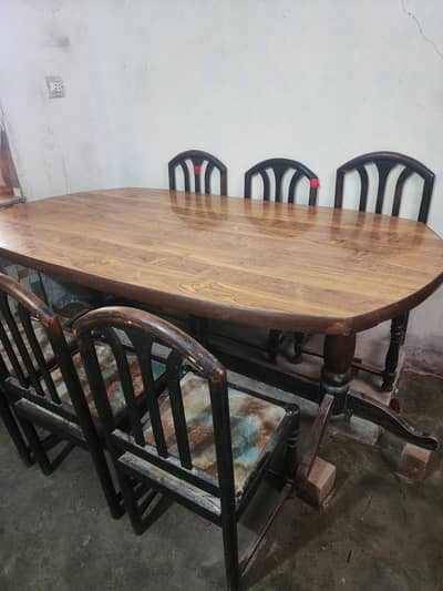 4 Seater Dining Table with Chairs – Solid Wood Look, Home Used