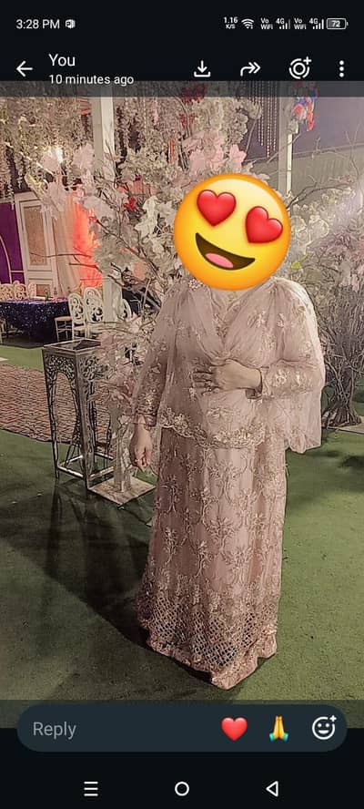 Title: Beautiful Peach Pink Embroidered Party Wear Maxi – XXL Size