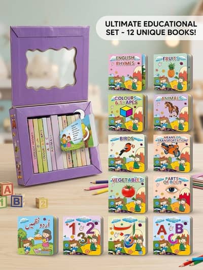 My First Learning Library-12 Mini Board Books Box Set For Kids
