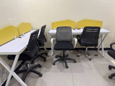 Office workstations & Chairs & Partitions with plants