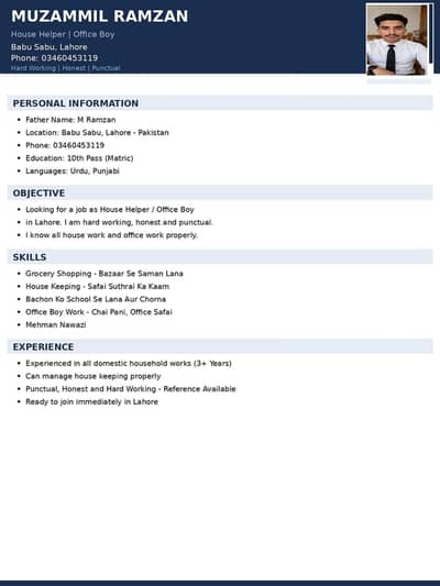 Kitchen helper/ House keeping/ Office boy