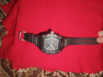 Black Sports Skeleton Watch for Sale – Stylish Design