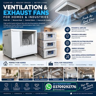 Exhaust Fan with Ducting | Industrial & Restaurants Ventilation