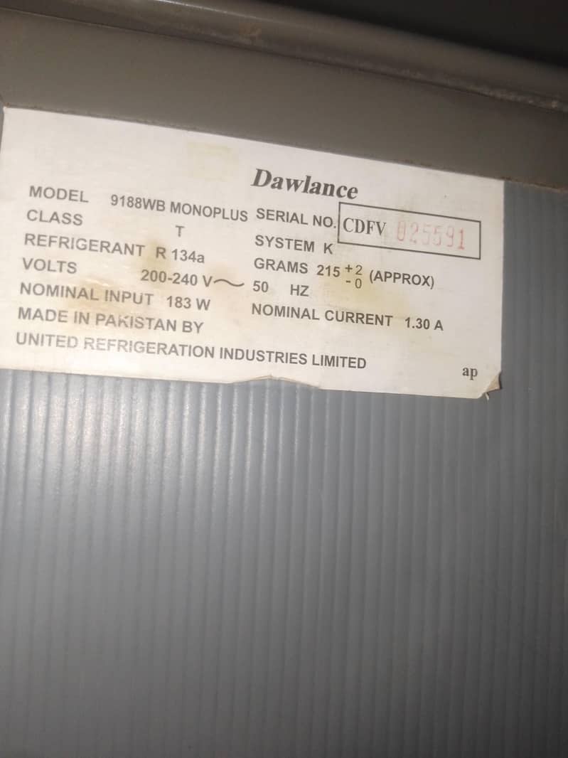 Dawlance Refrigerator (Model 9188WB Monoplus) 1