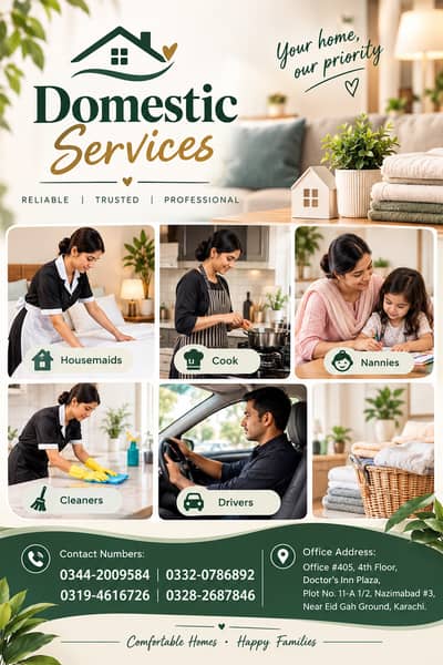 Maid /Cook/ Baby Care / Patient Care / Nurse / Kitchen Helper/ Driver