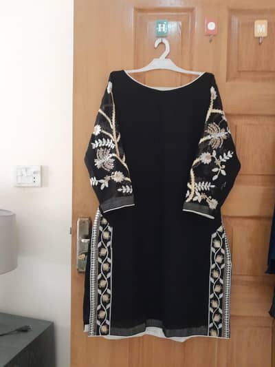 Elegant Black Embroidered Ready-to-Wear Suit for Sale