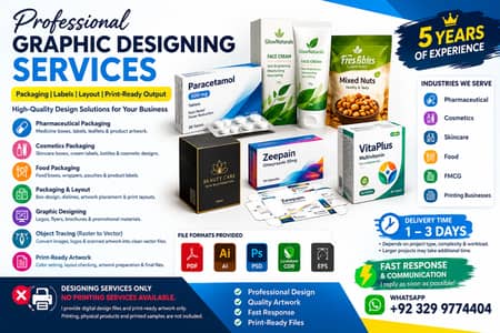 Graphic Designing Services–Packaging Labels,Layout&Print-Ready Output