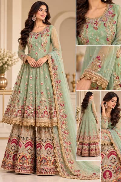 Handmade engagement dress Sharara frock