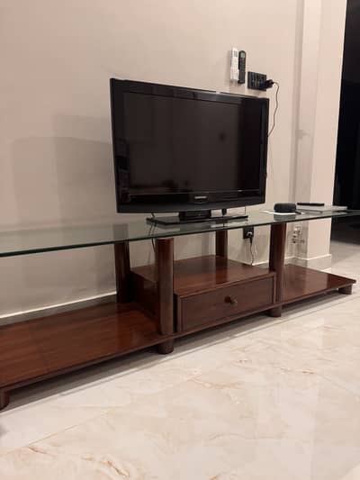 Modern Glass & Solid Wood TV Console