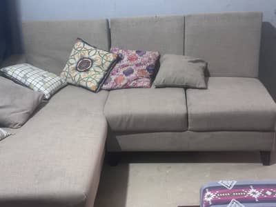 L shape sofa and leather sofa set and 1 bed set