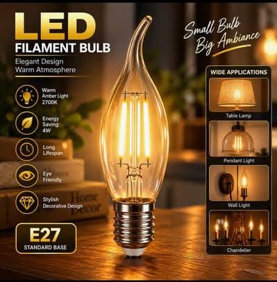 Retro Led Candle Bulb Filament Candle Bulb E27