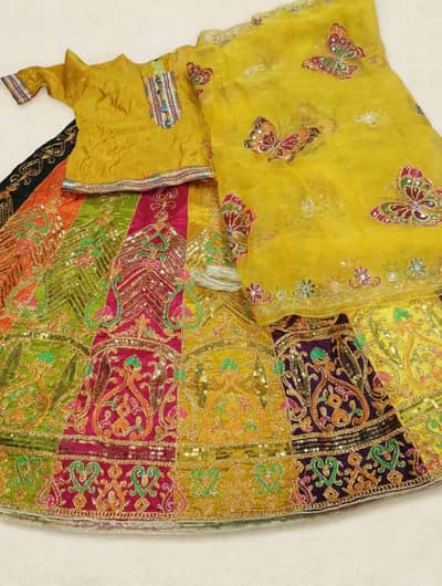 yellow mehandi lengha 1 time used medium size