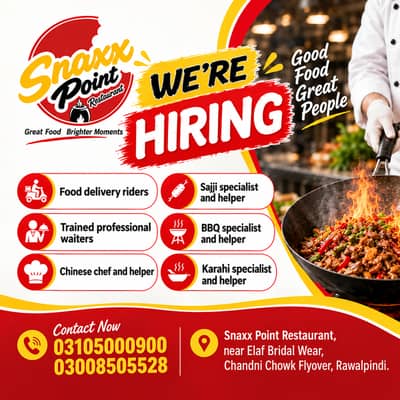 Restaurant Staff Required - Snaxx Point Restaurant