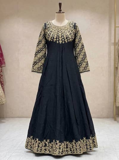 beautiful black long froq with golden embroidery