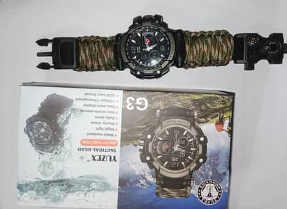 Yuzez G3 survival watch. 6 in 1. Fire starter, Paracode,Whistle,Compas