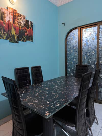Glass Dining Table Set with 6 Chairs for Sale