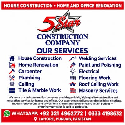 Construction&Home Renovation/Services/Painting/Floor Polishing/Lahore