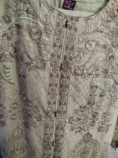 3 piece embroidered chiffon dress