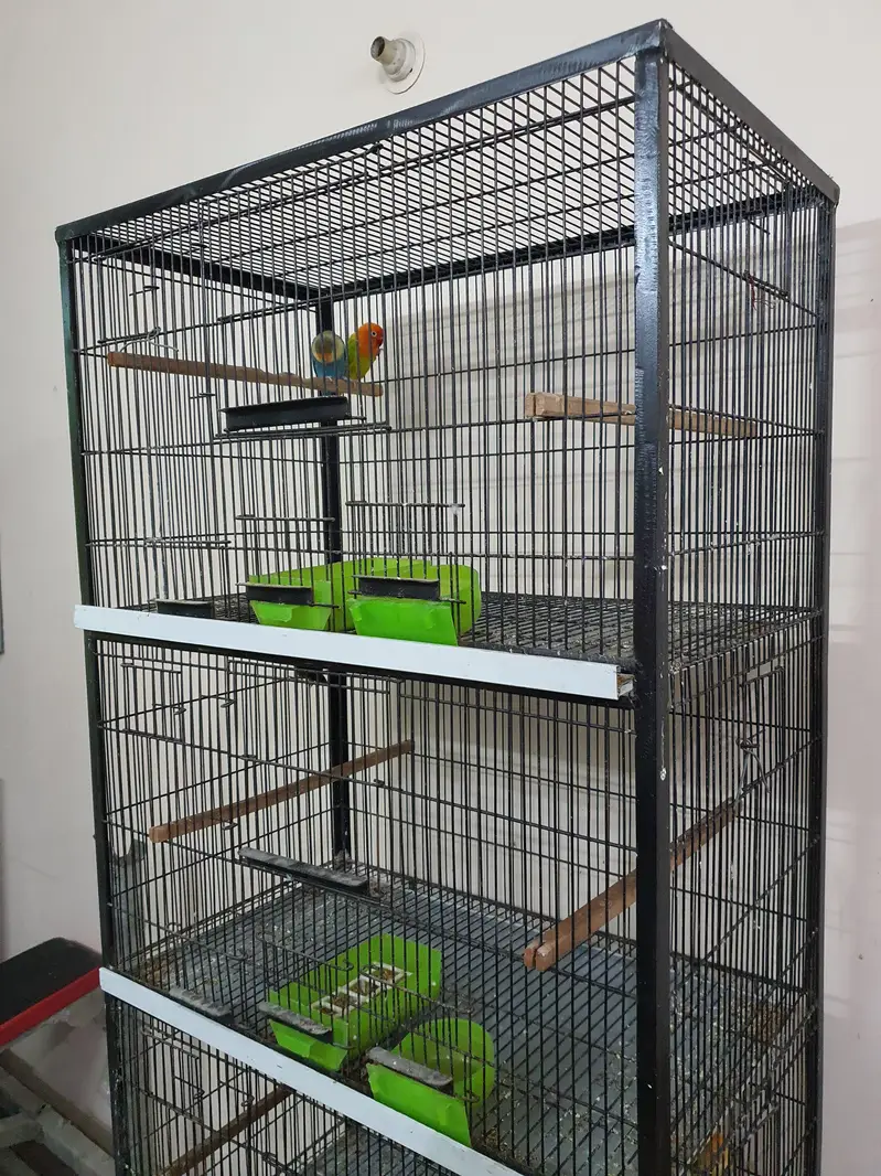 Parrots Cage 4 Portion Full Angle with tyres, weights and pots — photo 3