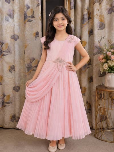 Elegant Light Peach Party Wear Frock