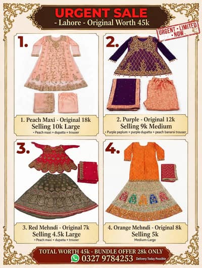 preloved bridal dresses urgent for sale  4 dressess