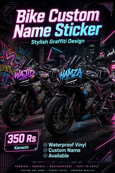 Bike Custom Name Stickers Waterproof Vinyl Karachi
