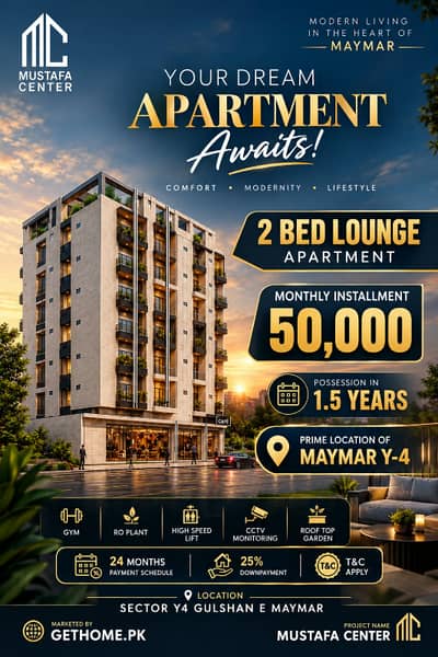 2Bed Lounge At 50,000 Monthly easy Installment Plan