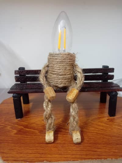 Handmade Rustic Wooden Bench Lamp -Unique decorative light