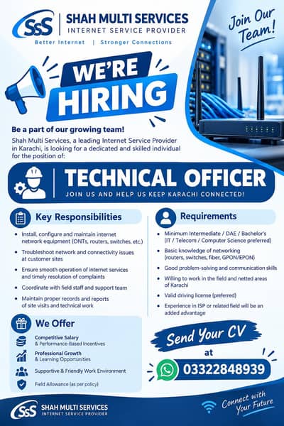 we r  hiring technical officer for our company