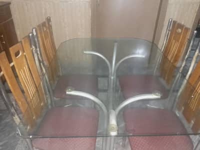 glass top dinning table with 4 chairs