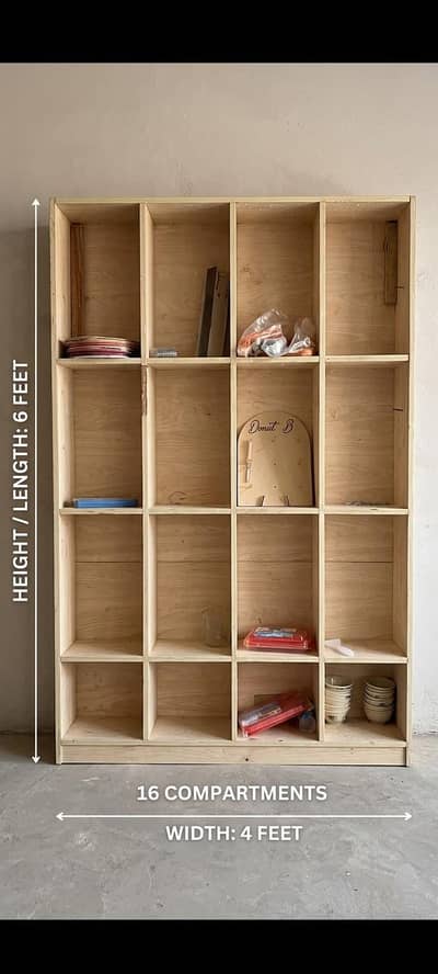 Wooden Storage Cabinet with 16 Compartments – 6x4 Feet